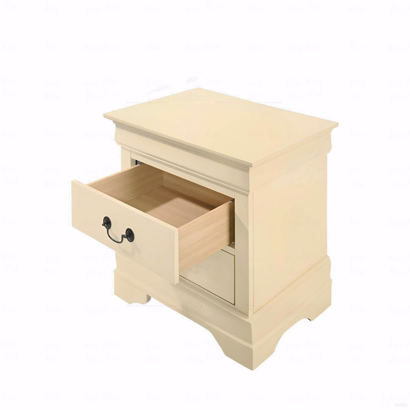 Nightstand With Drawers, Beige