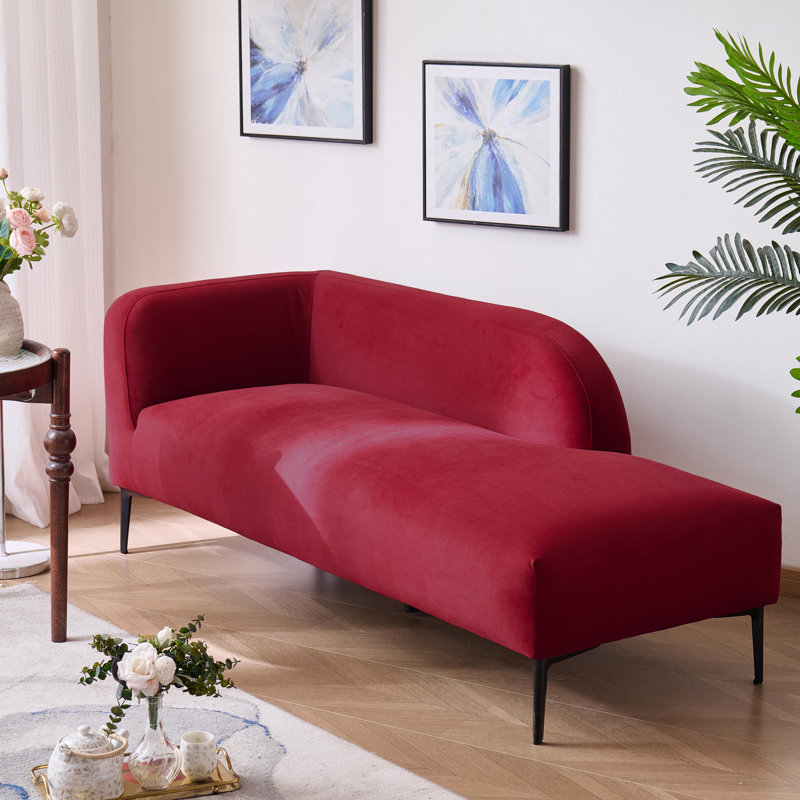Méridienne en velours Adelyn, Rouge