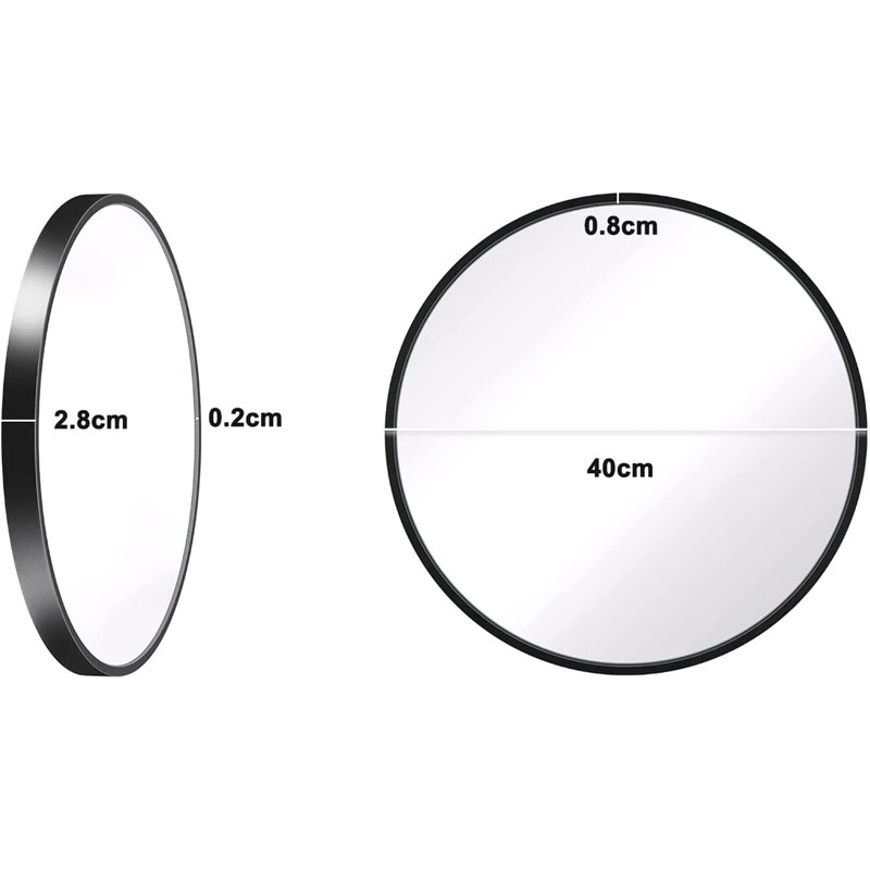 Gandee Metal Flat Wall Mirror, Black, 40cm H x 40cm W