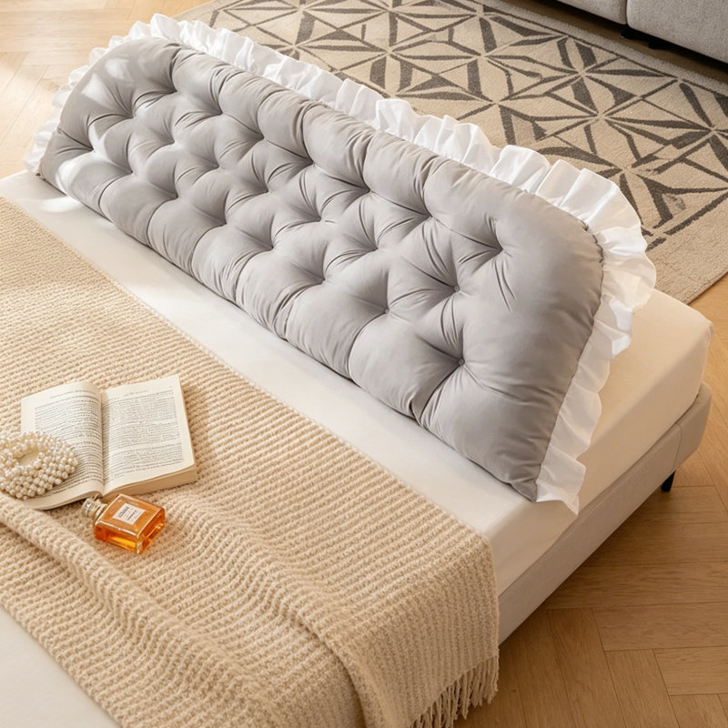 Cotton Grey Rectangular Backrest Back Cushion