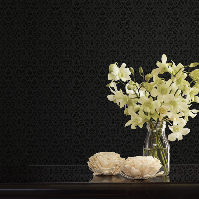 Palmwood 1000cm x 52.8cm Semi-Gloss Wallpaper Roll, Black