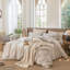 Ensemble de housse de couette rayée 100% coton délavé comme du lin texturé, respirant, confortable, doux et doux