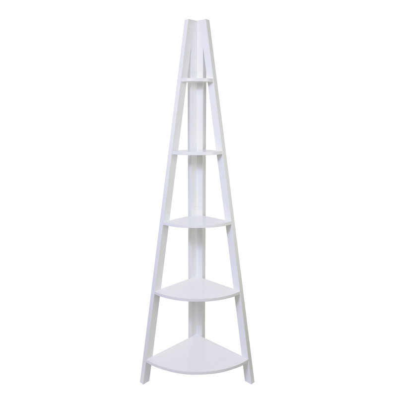 Lebanon 5 Piece Triangle Corner Shelf, Matte White