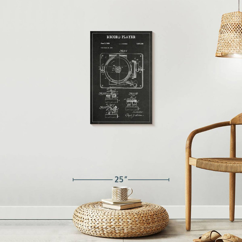 Impression sur toile pour tourne-disque, H 24 po x l 16 po x P 1,25 po