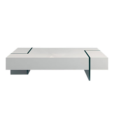Table basse 53 "en bois et verre clair et blanc