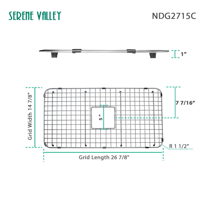 Grille d'évier en acier inoxydable 26,89 po x 14,84 po