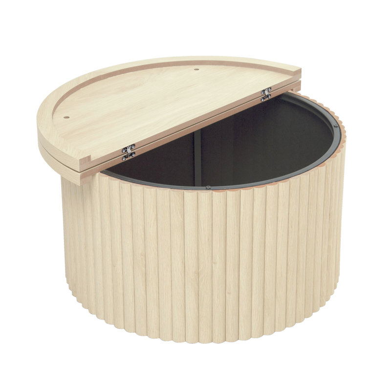 Table basse de salon de style moderne avec finition naturelle, support interne en fer, plateau rabattable et pieds réglables Scratch, idéal pour la pièce, grain de bois vertical unique, cadre
