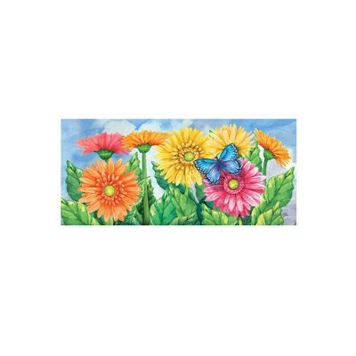 Gerbera Daisies Sassafras Switch 22 in. x 10 in. Non-Slip Outdoor Door Mat