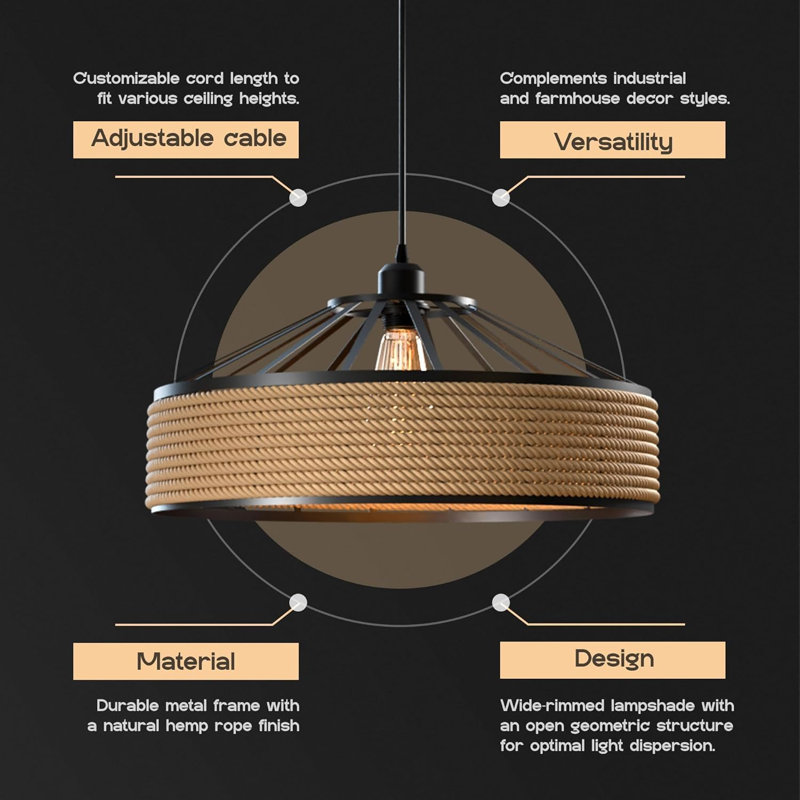14cm H Lamp Shade in Black, 14cm H x 30cm W x 30cm D