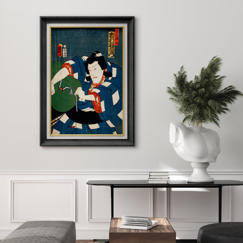 Art japonais japonais, scène d'action en robe bleue, images traditionnelles Edo kaboui, impression sur toile encadrée