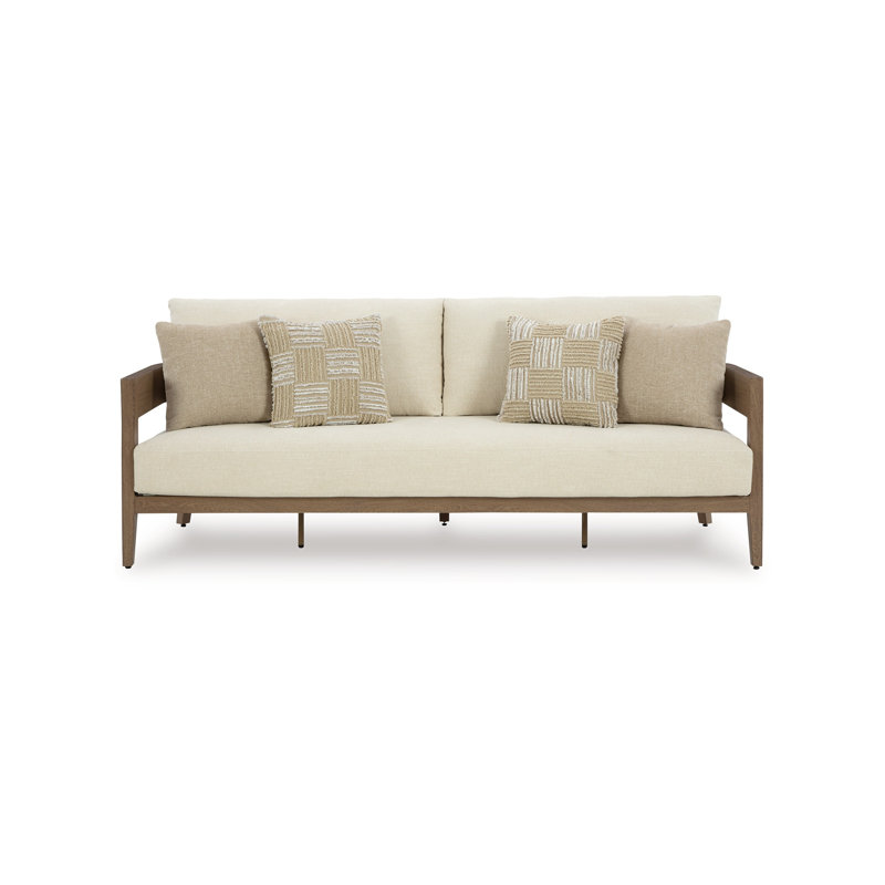 Canapé d'extérieur, 4 coussins décoratifs, blanc crème, 87 pouces Berry