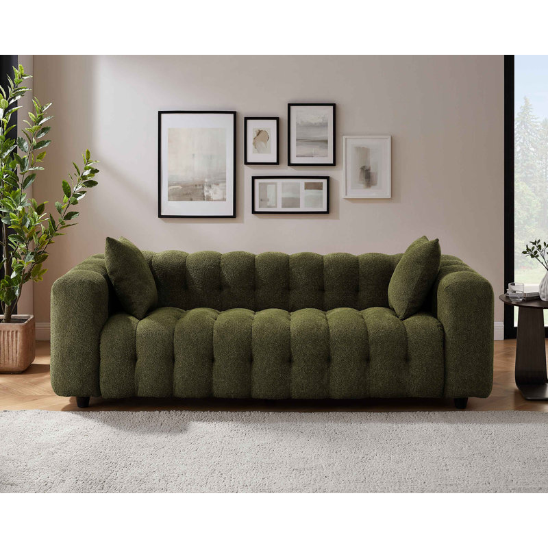 Lavance 227.1Cm Rolled Arms Chesterfield Sofa, Olive
