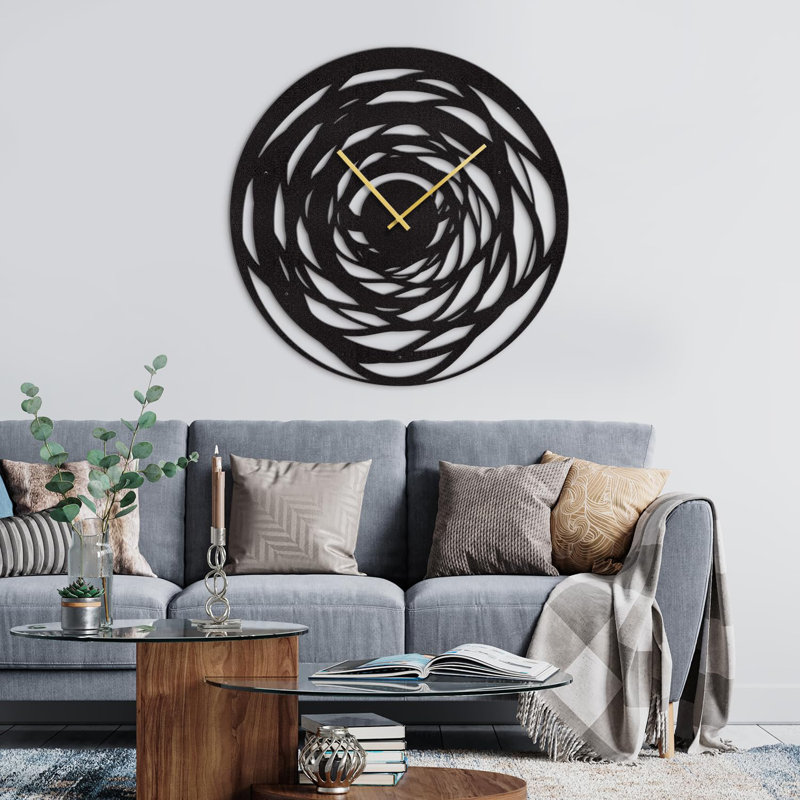 Metal Wall Clock, Black, 30" W x 30" H