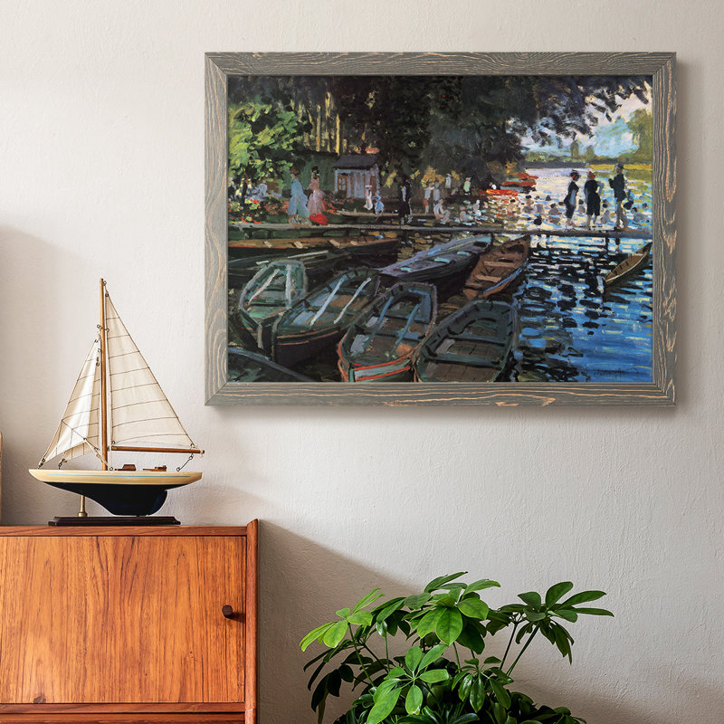«Bathers at La Grenoullière» par Monet, reproduction sur toile, Gris, H 18 po x l 26 po x P 1,5 po