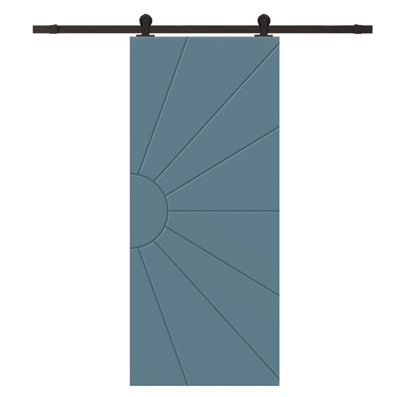 Porte de grange à panneaux et en bois manufacturé avec quincaillerie d'installation, 36 po x 84 po, Bleu dignité
