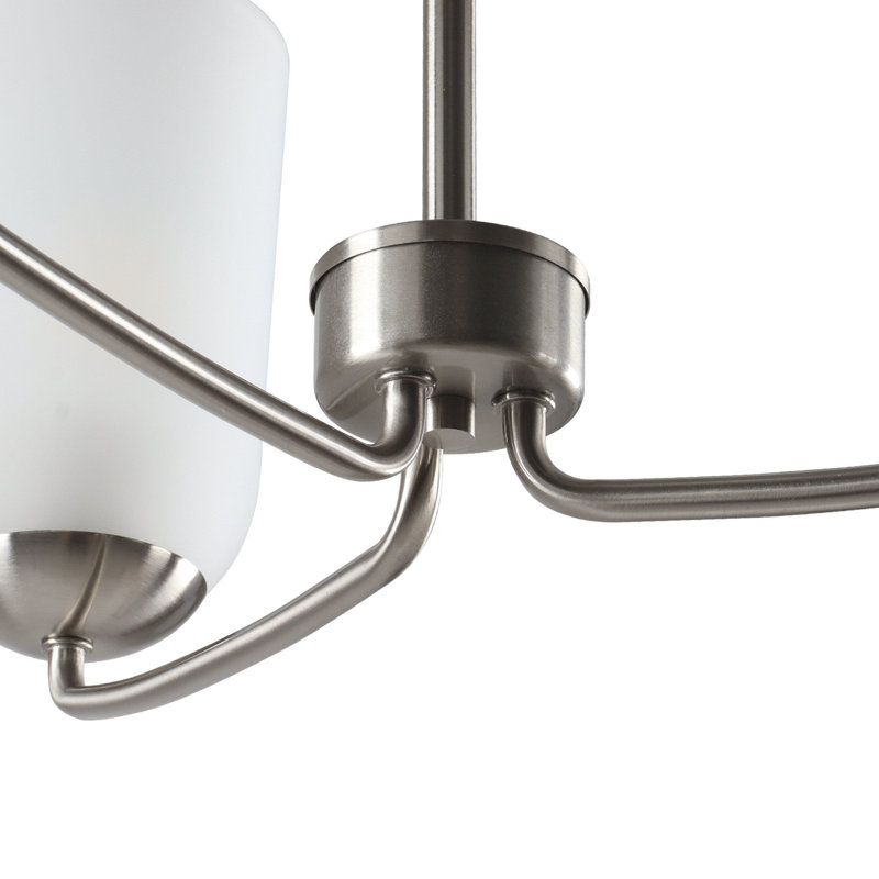 Lustre 3 lumières en verre moderne, Nickel