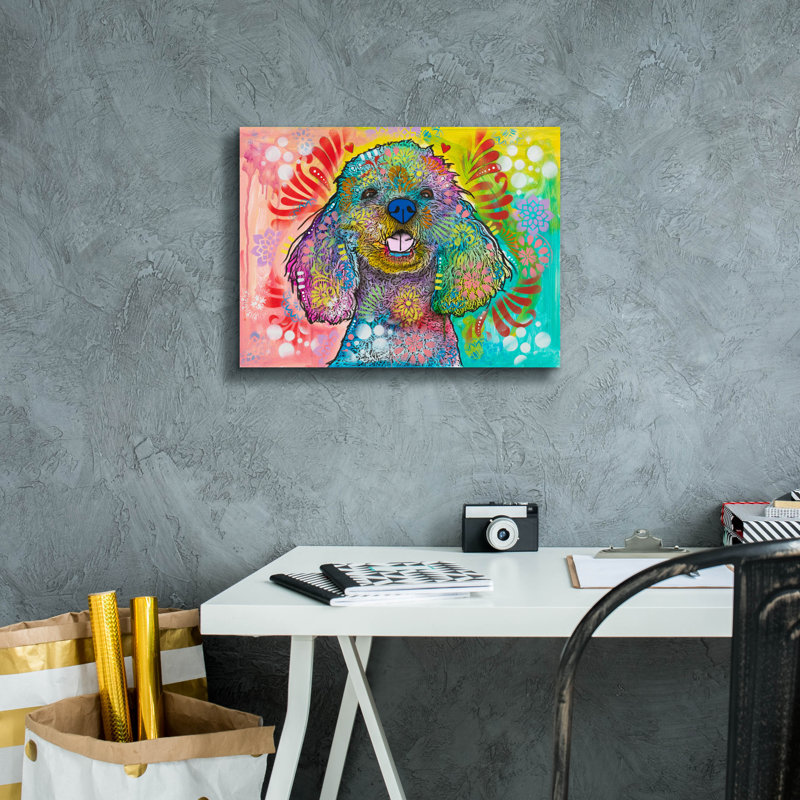 «Poodle Pup» par Dean Russo, art mural sur toile, H 12 po x l 16 po x P 0,75 po