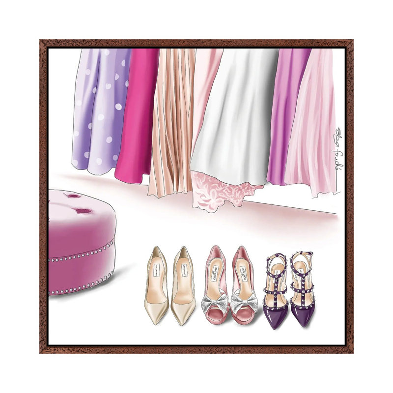 Wardrobe Goals by Elza Fouche - Gallery-Wrapped Canvas Giclée on Canvas, 45.72 cm H x 45.72 cm W, Brown Framed Canvas