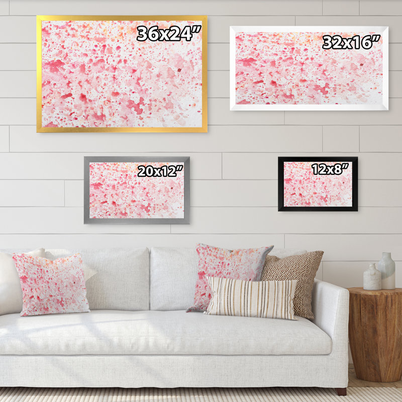 Red and Pink Stains - reproduction sur toile avec cadre flottant, Cadre noir, H 8 po x l 12 po x P 1 po