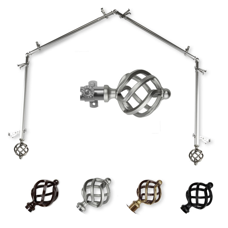 Tringle à rideaux simple à 4 côtés Nailsea, 18 po à 28 po (chaque côté), Nickel satiné