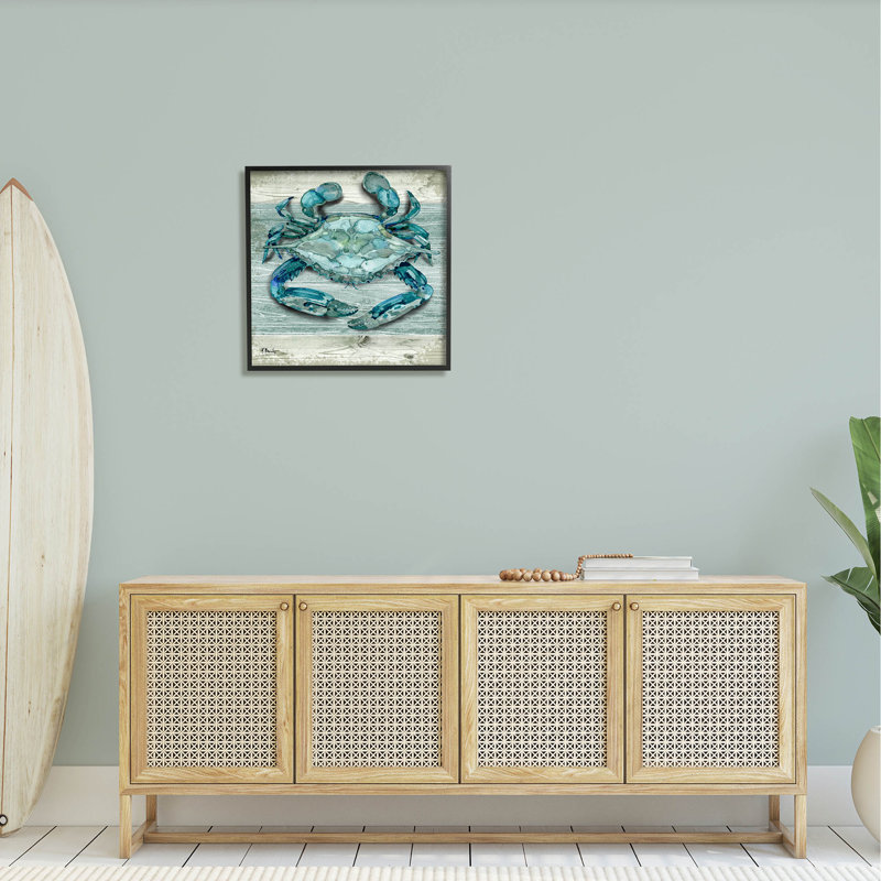 Crabe rustique Northpoint Sealife par Paul Brent - peinture sur bois, H 24 po x l 24 po x P 1,5 po