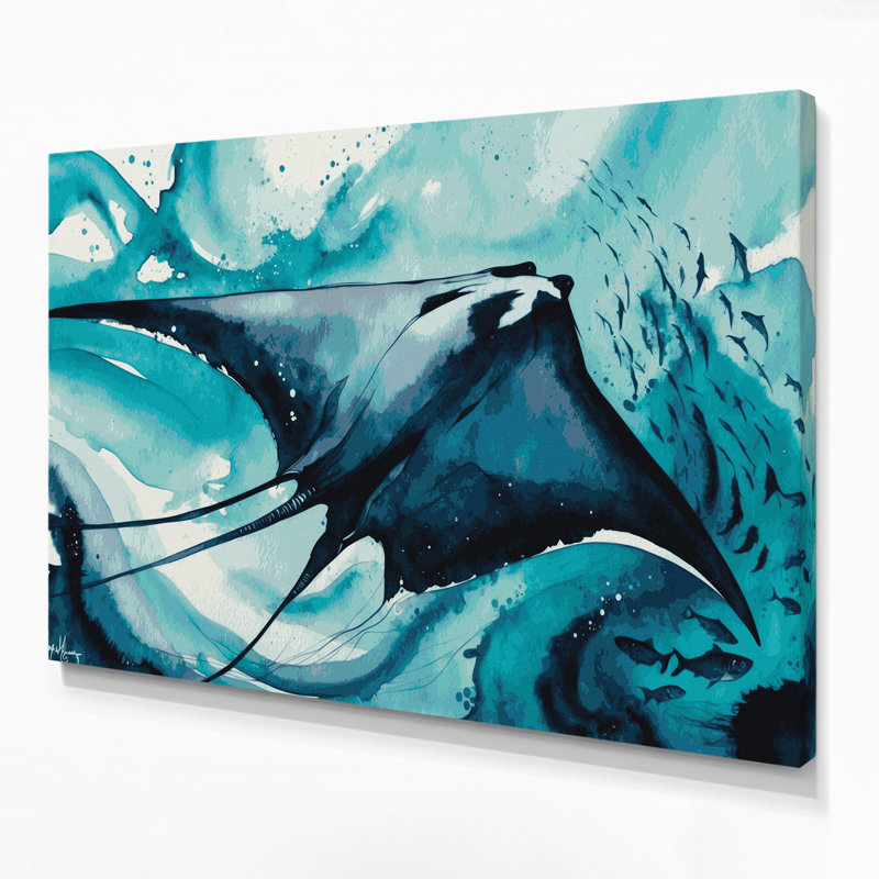 Art mural sur toile Coastal Manta Ray Glide, H 11 po x l 14 po