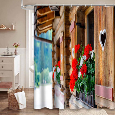 Rideau de douche typique avec 12 crochets