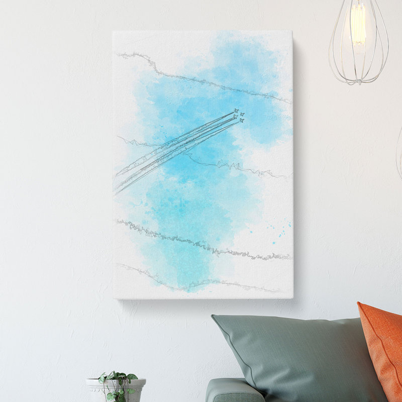 Plane Trails In The Sky - Wrapped Canvas Print, 91cm H x 60cm W x 3cm D