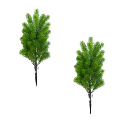19in. UV Resistant Artificial Christmas Pine with Stake (Indoor/Outdoor) - Set of 2