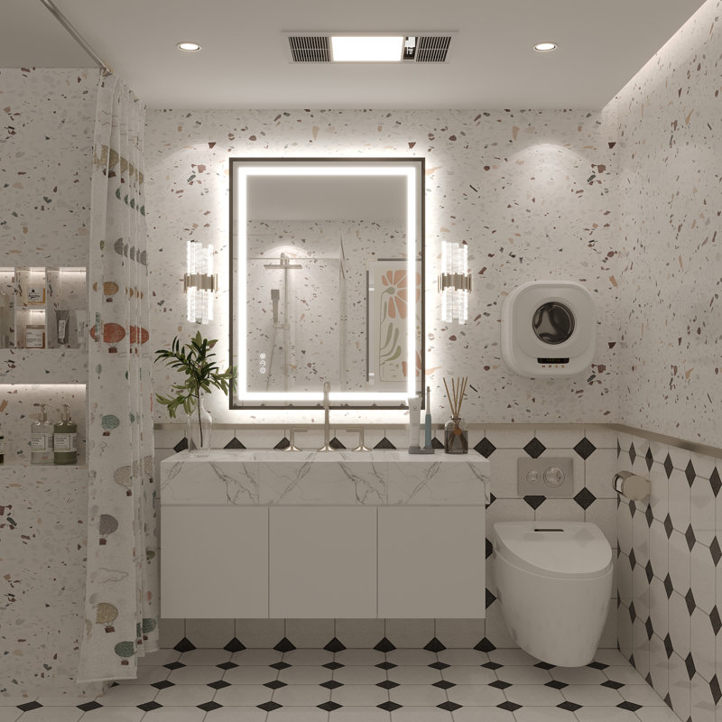Miroir de salle de bain Molly Framelss, 36 po x 28 po, Noir