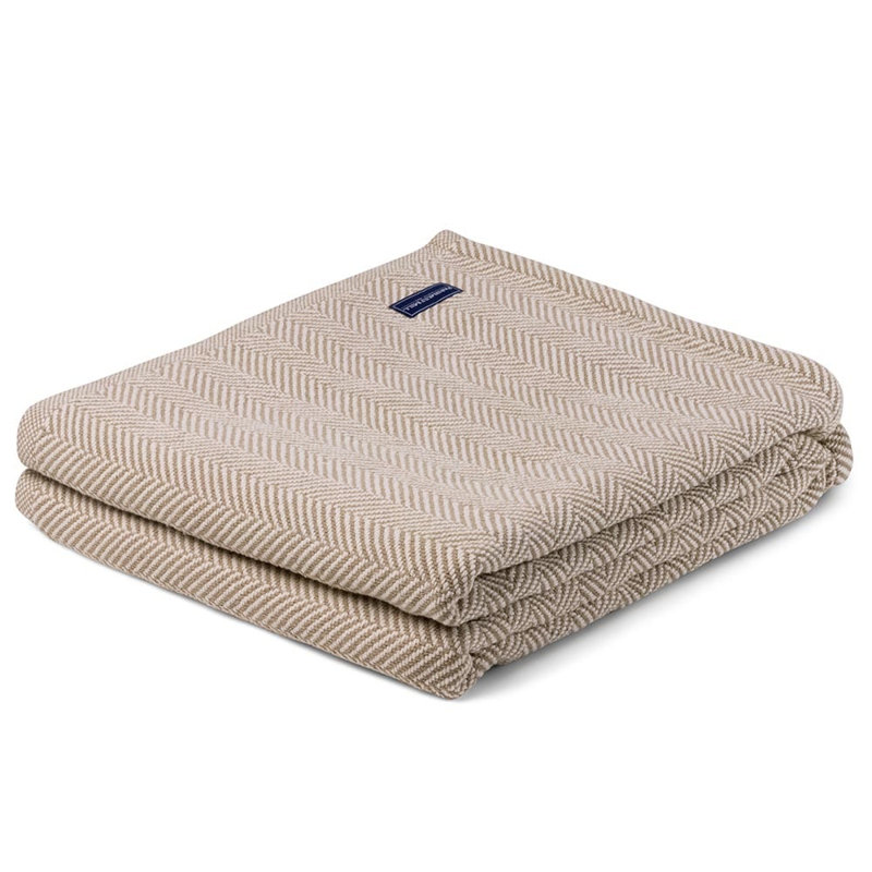 Coastal Penobscot Cotton Blanket, 80" x 96", Brown
