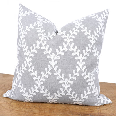 Piluki Leaf Crewel Throw Pillow