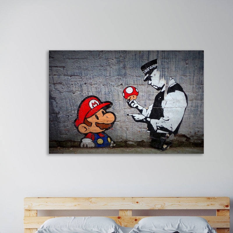 Mario's Mushroom by Banksy - Wrapped Canvas Print, 41cmH x 61cm W x 4cm D