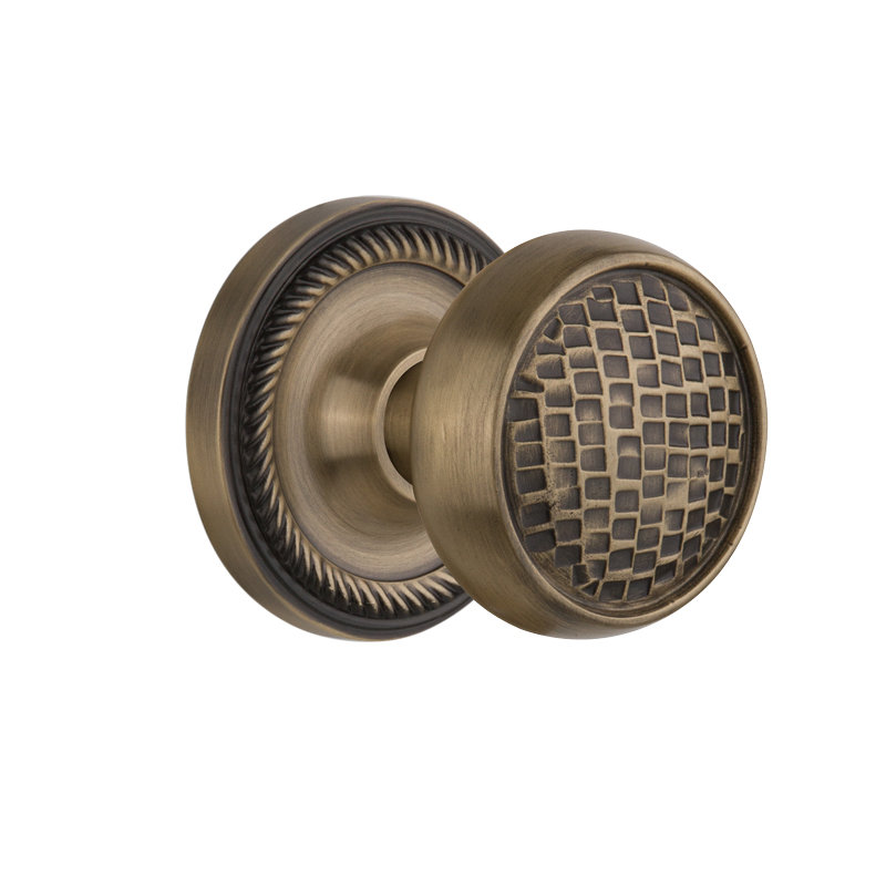 Rope Rosette with Craftsman Door Knob, Antique Brass