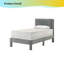 Lit plateforme gris avec tête de lit tapissier - texture nervurée, structure à profil bas - mobilier de chambre à coucher moderne pour jeunes-1364846969