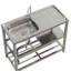 17 Stories W Single Bowl Stainless Steel Freestanding Kitchen Sink with 2 Faucet Holes-522316867