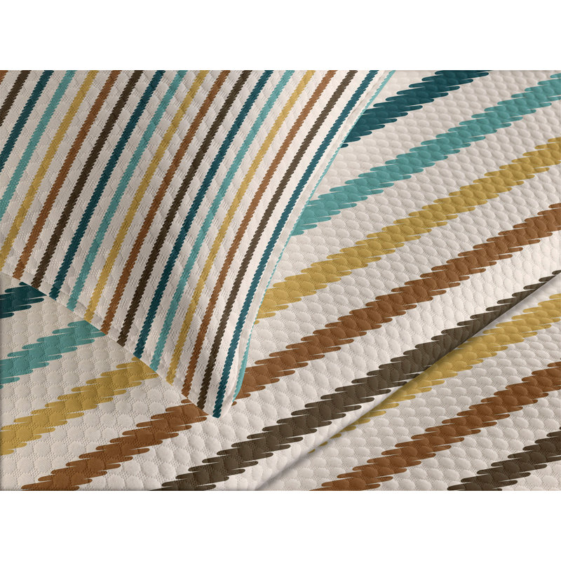 Ambensonne Brown and Multicolor, King Coverlet/Bedspread + 2 Pillow Shams