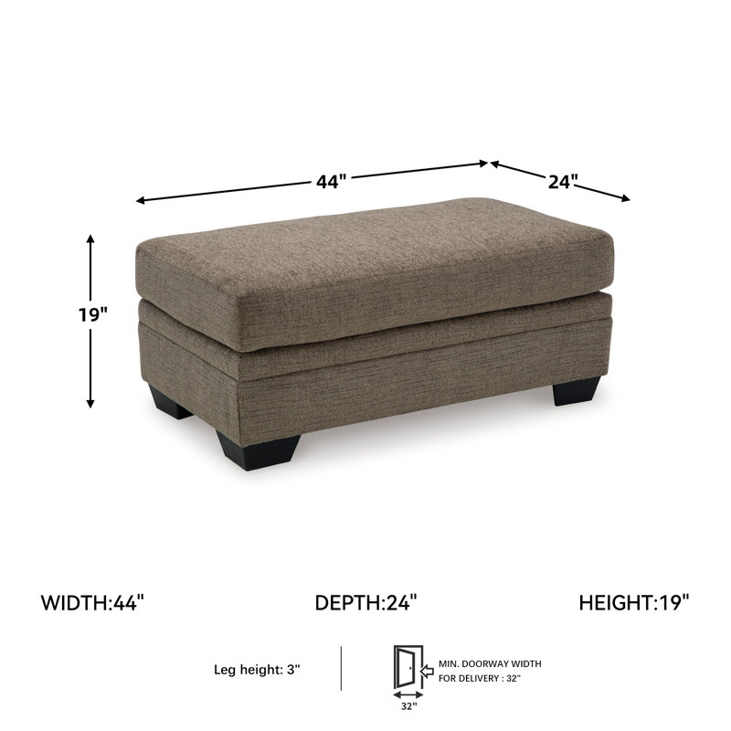 Gwendolynne Upholstered Ottoman, Warm Gray 100% Polyester
