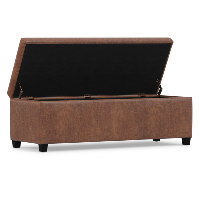 Avalon 48"W Upholstered Contemporary Rectangular Lift-Top Storage Ottoman Bench with High-Density Foam