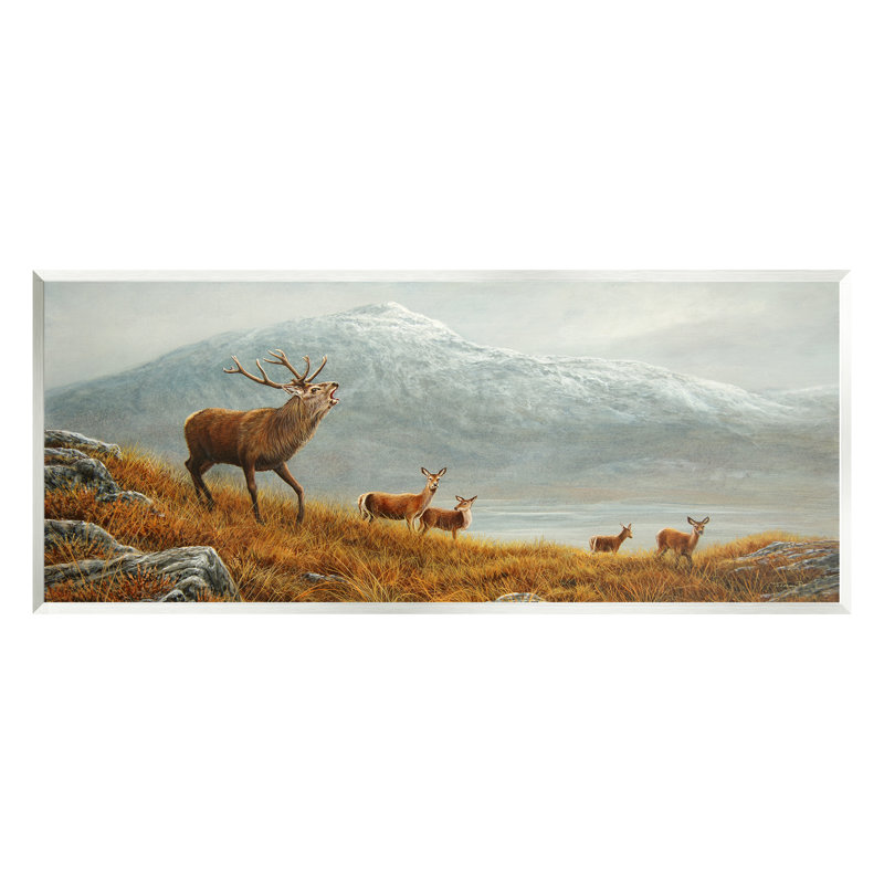 Deer Herd Mountain Landscape 17" x 7" MDF Wood Wall Plaque