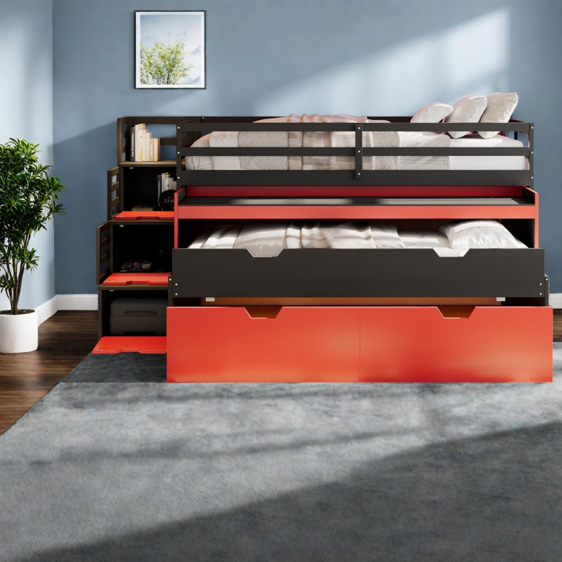 Lits multifonctionnels avec rangement, loft moderne en bois aggloméré pour petites pièces