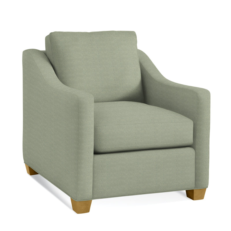 Fauteuil de 33 po de large Oliver, Finition naturelle, Tissu vert performance 0851-54