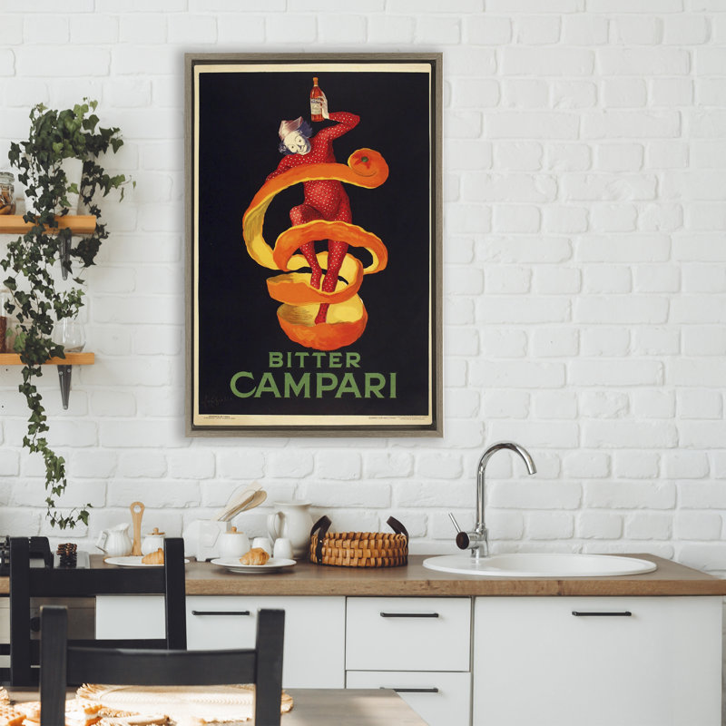 Cadre flottant «Bitter Campari» par Marcus Jules, H 31 po x l 21 po, Cadre flottant orme Montalcino