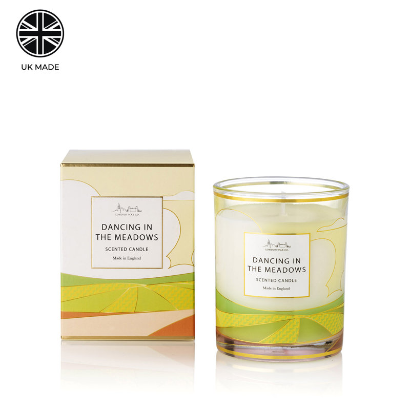 Scented Jar Candle with Glass Holder, Gold/Green/Clear