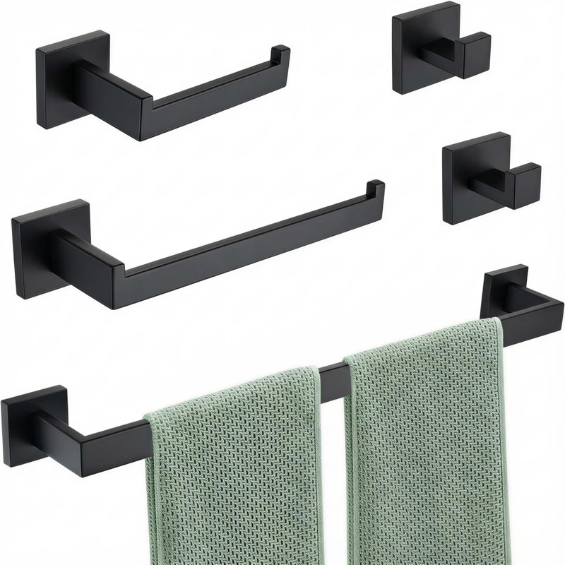 Ensemble d'accessoires de salle de bain 5 pièces noir mat