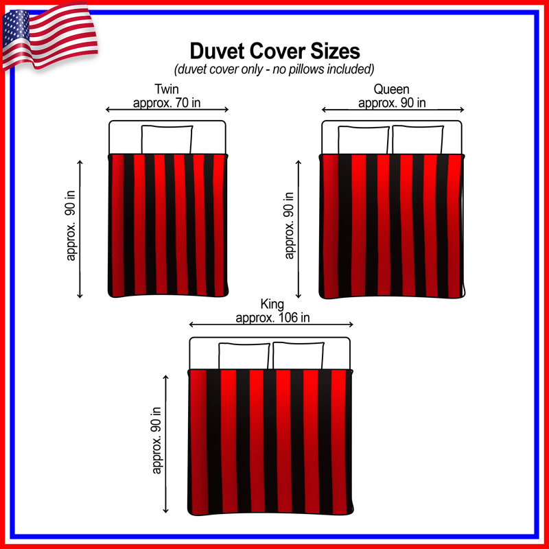 Red Black Stripes Duvet Covers, Queen
