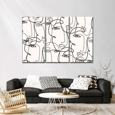 Women's Faces Illustration Multi Piece Canvas Print