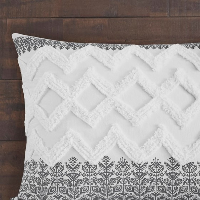 Ensemble de literie en coton de style campagnard double / grand avec motif capitonné en chenille