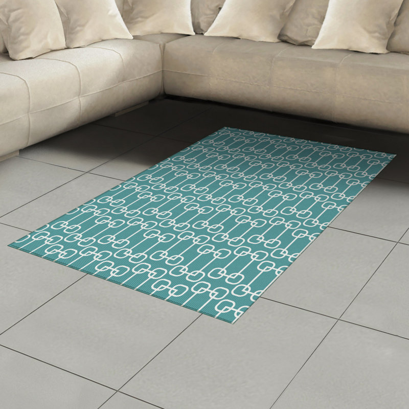 Turquoise High Density Long Fiber Poly Threads Decorative Area Rug Carpet, Rectangle 4' x 5'8"
