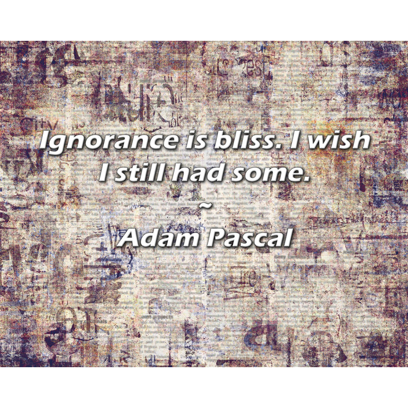 Adam Pascal Quote: Ignorance is bliss. I wish I still had some.